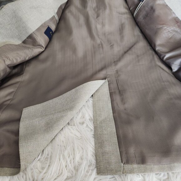 Club Room Men's 42L Linen Blend Sport Coat Blazer Two Button Casual Beige - Picture 13 of 15